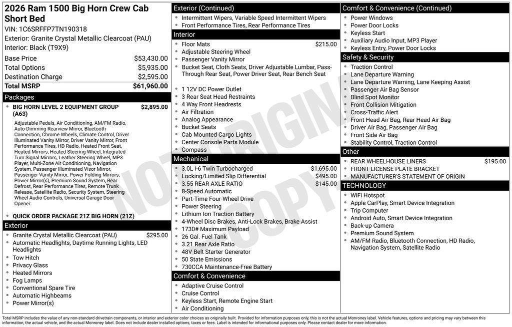 New 2026 RAM 1500 Big Horn AWD/4WD image 8
