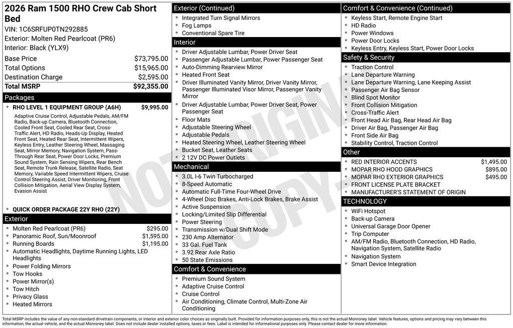 New 2026 RAM 1500 RHO w/ RHO Level 1 Equipment Group AWD/4WD image 6