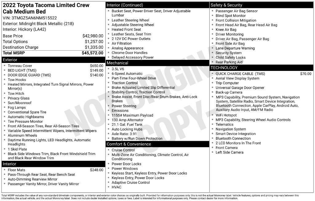 Certified 2022 Toyota Tacoma Limited AWD/4WD image 28