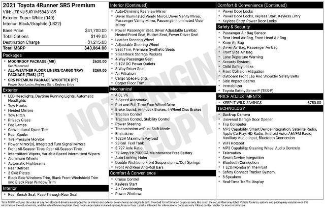 Used 2021 Toyota 4Runner SR5 Premium w/ Moonroof Package image 4