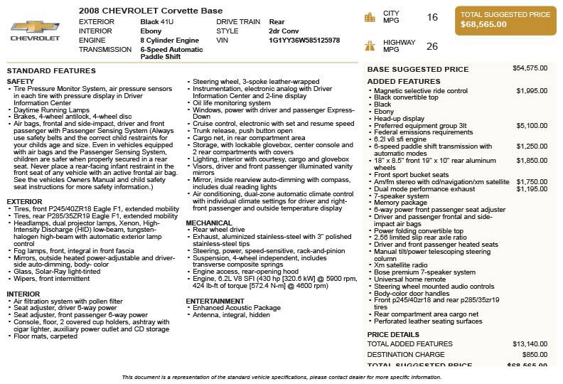 Used 2008 Chevrolet Corvette Convertible w/ Preferred Equipment Group RWD image 3