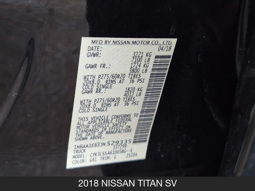 Certified 2018 Nissan Titan SV w/ SV Convenience Package RWD image 24