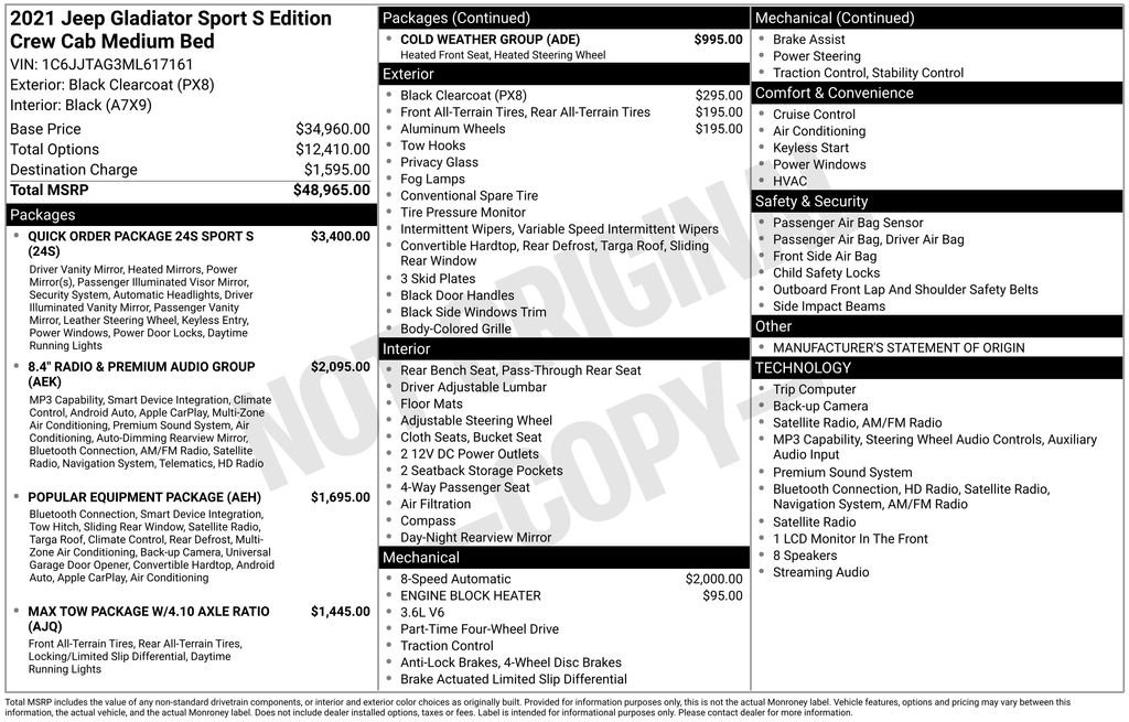 Used 2021 Jeep Gladiator Sport AWD/4WD image 45