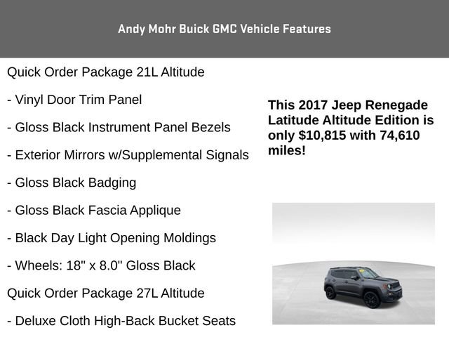 Used 2017 Jeep Renegade Altitude w/ Safety & Security Group (ALP) image 8