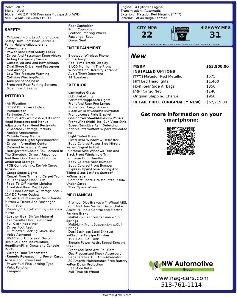 Used 2017 Audi A6 2.0T Premium Plus w/ Premium Plus Package image 2