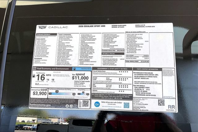 New 2026 Cadillac Escalade Sport w/ LPO, ONYX Package AWD/4WD image 15