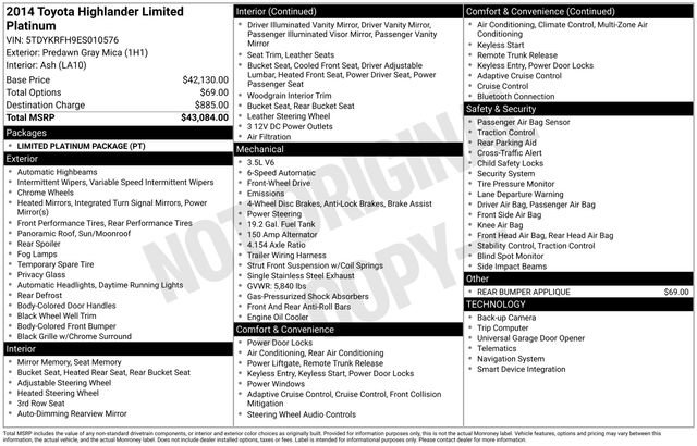 Used 2014 Toyota Highlander Limited Platinum FWD image 54