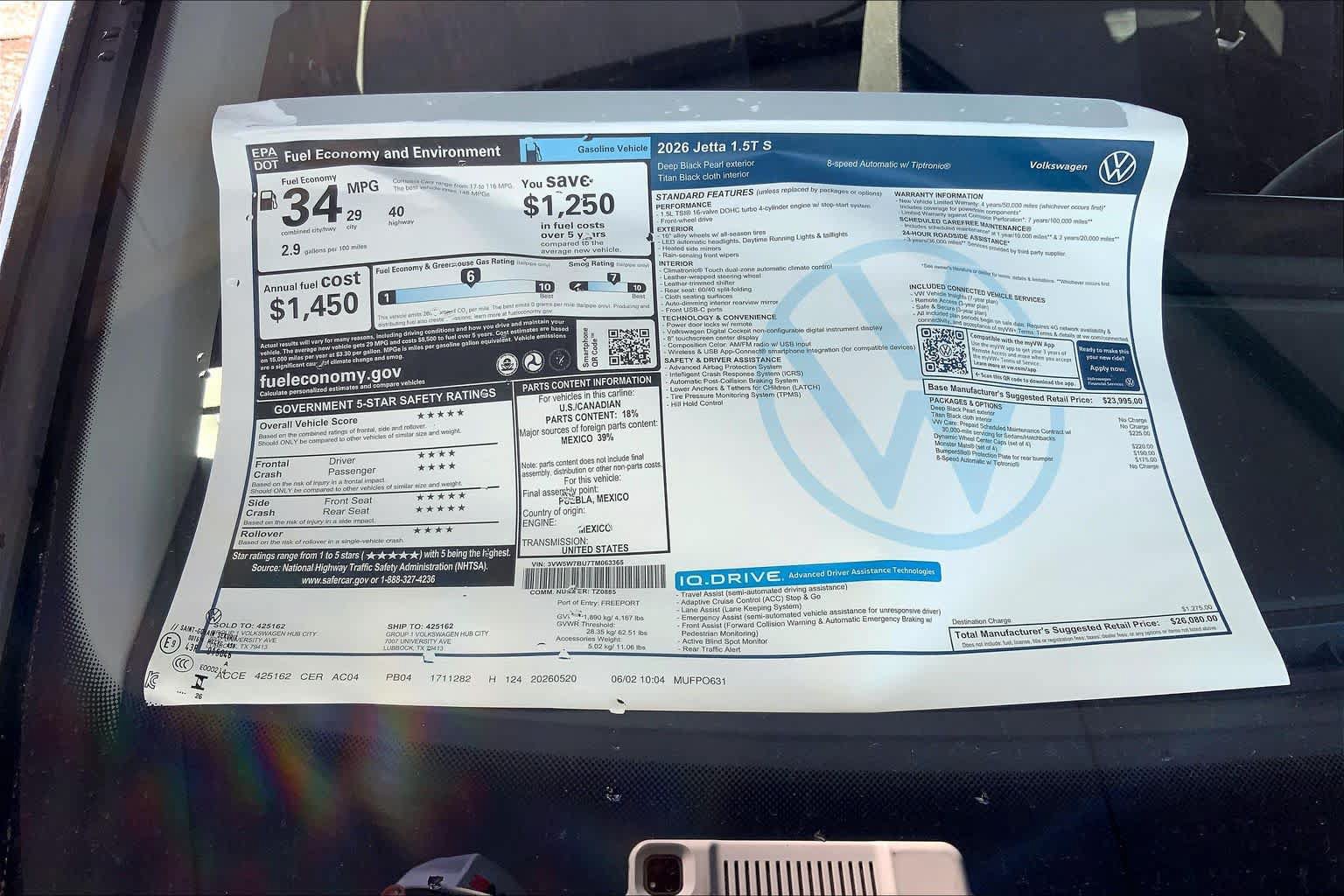 New 2026 Volkswagen Jetta S FWD image 21