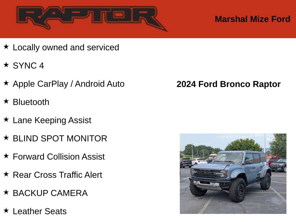 Used 2024 Ford Bronco Raptor w/ Interior Carbon Fiber Pack 6 AWD/4WD image 2