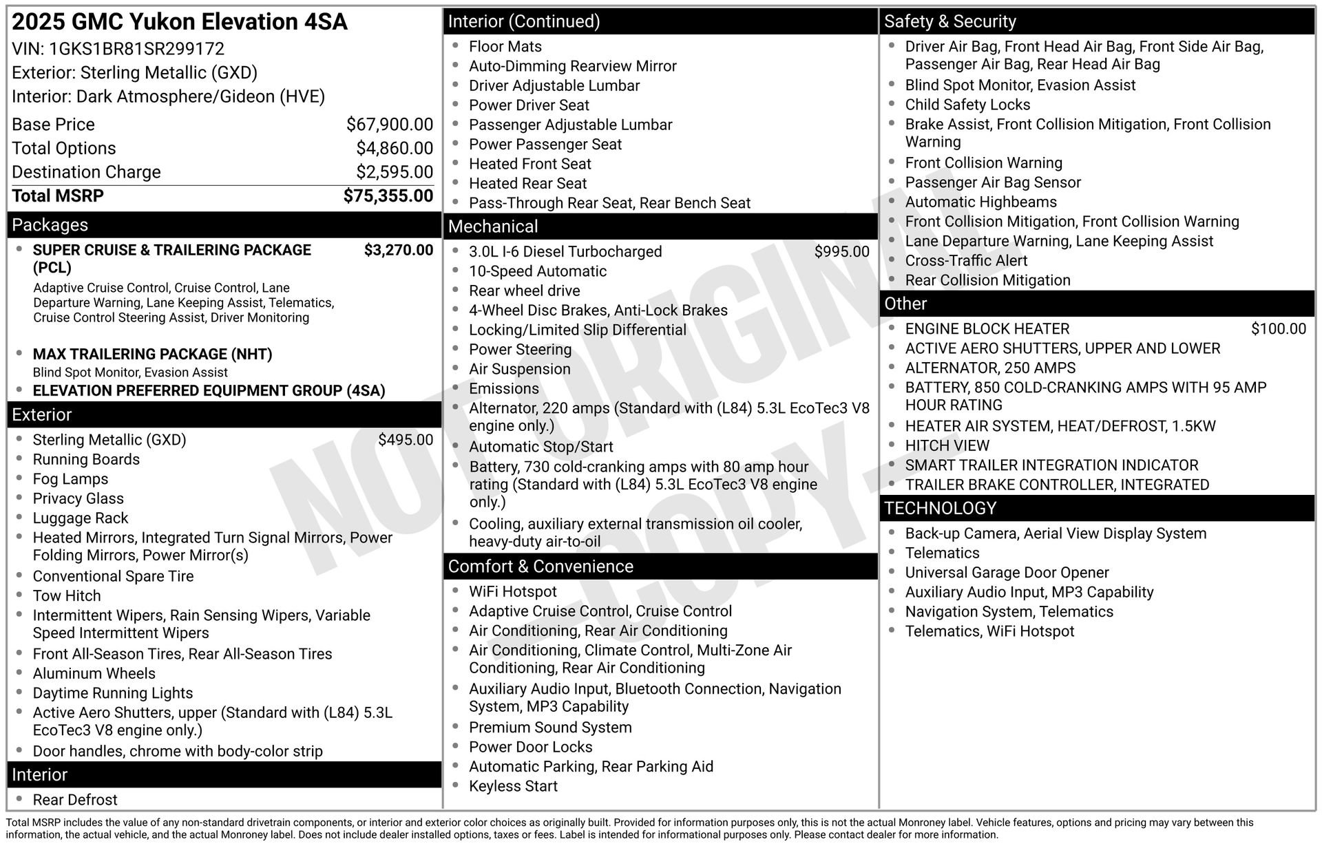Used 2025 GMC Yukon Elevation RWD image 47