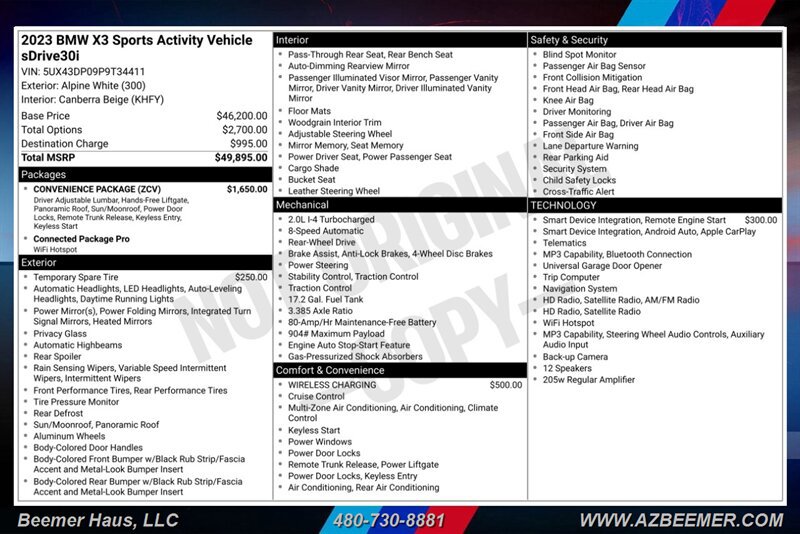 Used 2023 BMW X3 sDrive30i w/ Convenience Package RWD image 3