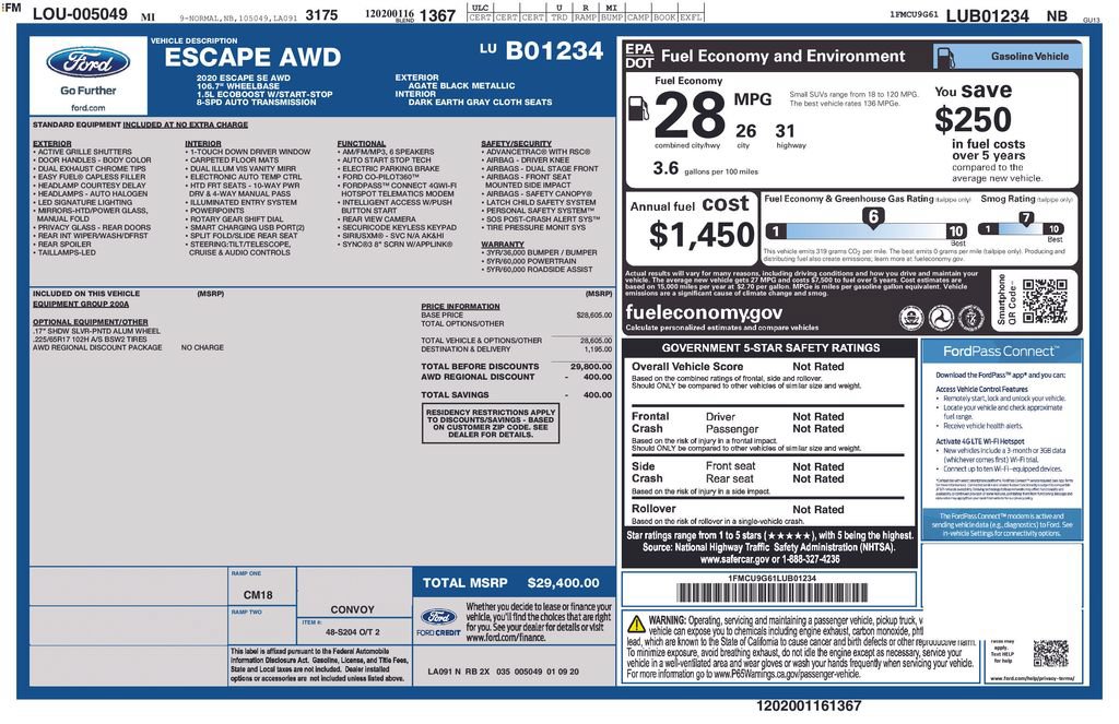 Used 2020 Ford Escape SE AWD/4WD image 2