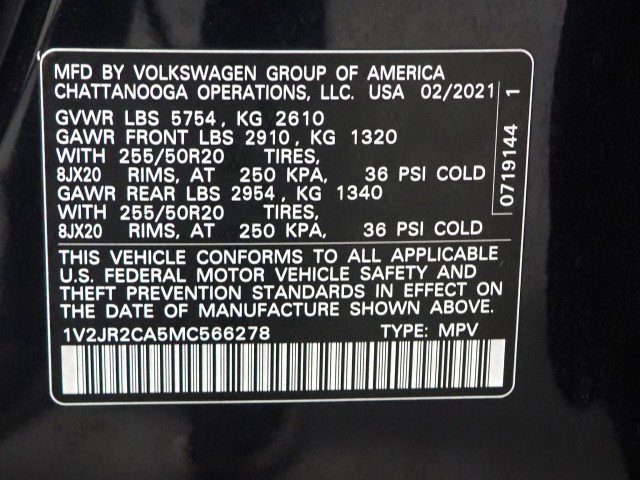 Used 2021 Volkswagen Atlas SE w/ Technology Package w/ Panoramic Sunroof Package image 51