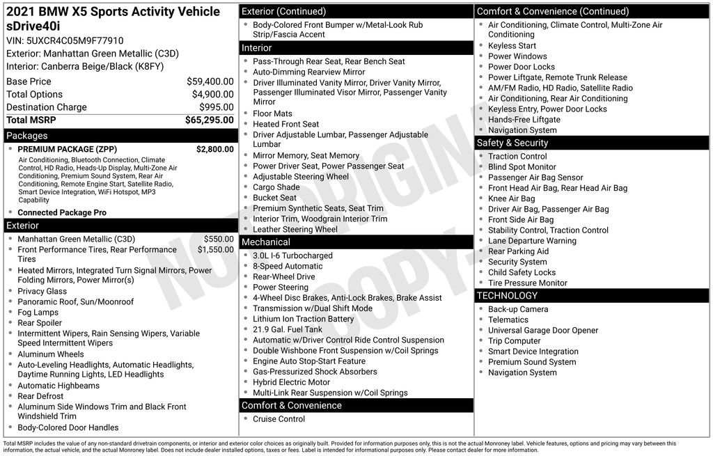 Used 2021 BMW X5 sDrive40i w/ Premium Package RWD image 21