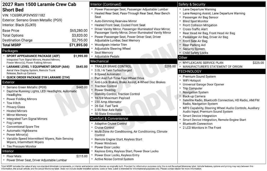 New 2027 RAM 1500 Laramie w/ Sport Appearance Package AWD/4WD image 58