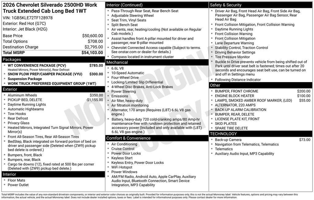 New 2026 Chevrolet Silverado 2500 W/T w/ WT Convenience Package image 8