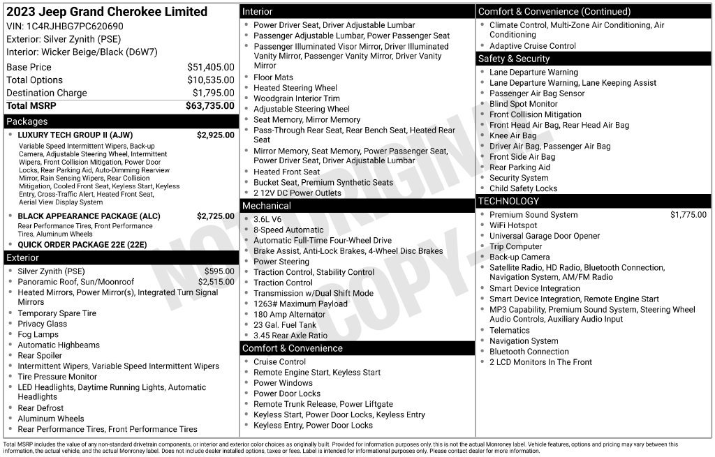 Certified 2023 Jeep Grand Cherokee Limited w/ Luxury Tech Group II AWD/4WD image 44