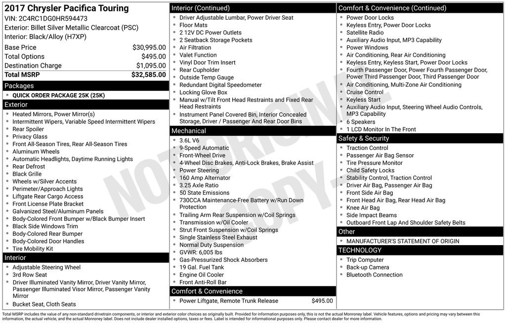 Used 2017 Chrysler Pacifica Touring FWD image 43