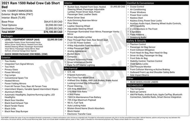Used 2021 RAM 1500 Rebel w/ Level 1 Equipment Group AWD/4WD image 29