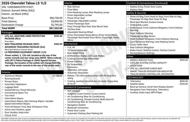 New 2026 Chevrolet Tahoe LS image 4