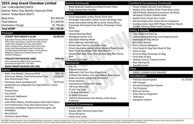 Used 2024 Jeep Grand Cherokee Limited w/ Luxury Tech Group II image 39