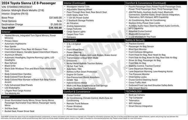 Used 2024 Toyota Sienna LE FWD image 37