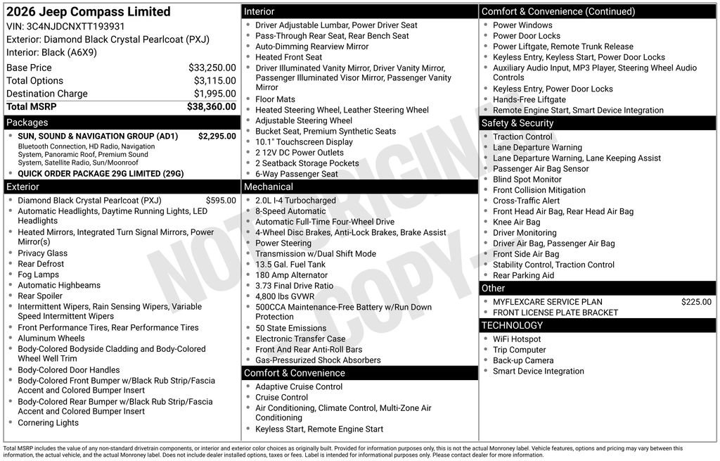 New 2026 Jeep Compass Limited w/ Sun, Sound & Navigation Group AWD/4WD image 3