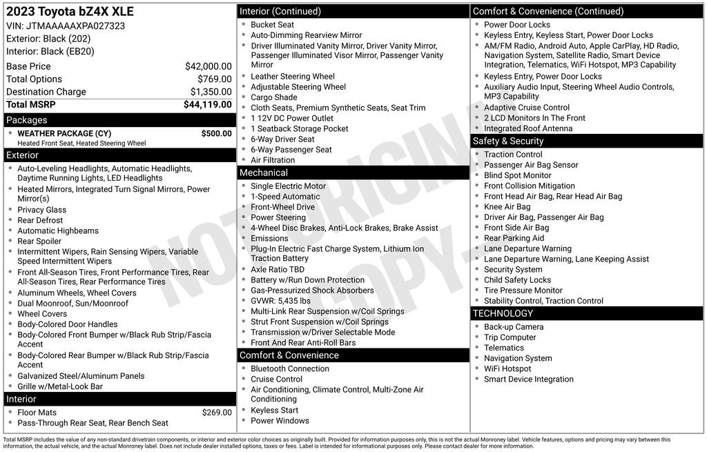 Used 2023 Toyota bZ4X XLE w/ Weather Package FWD image 17