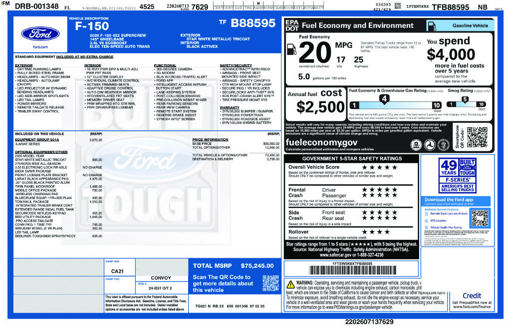 New 2026 Ford F150 Lariat w/ Equipment Group 501A Mid RWD image 6