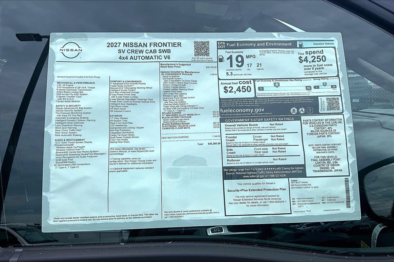 New 2027 Nissan Frontier SV w/ SV Convenience Package AWD/4WD image 12