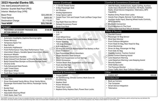 Used 2023 Hyundai Elantra SEL w/ Preferred Accessory Package image 10