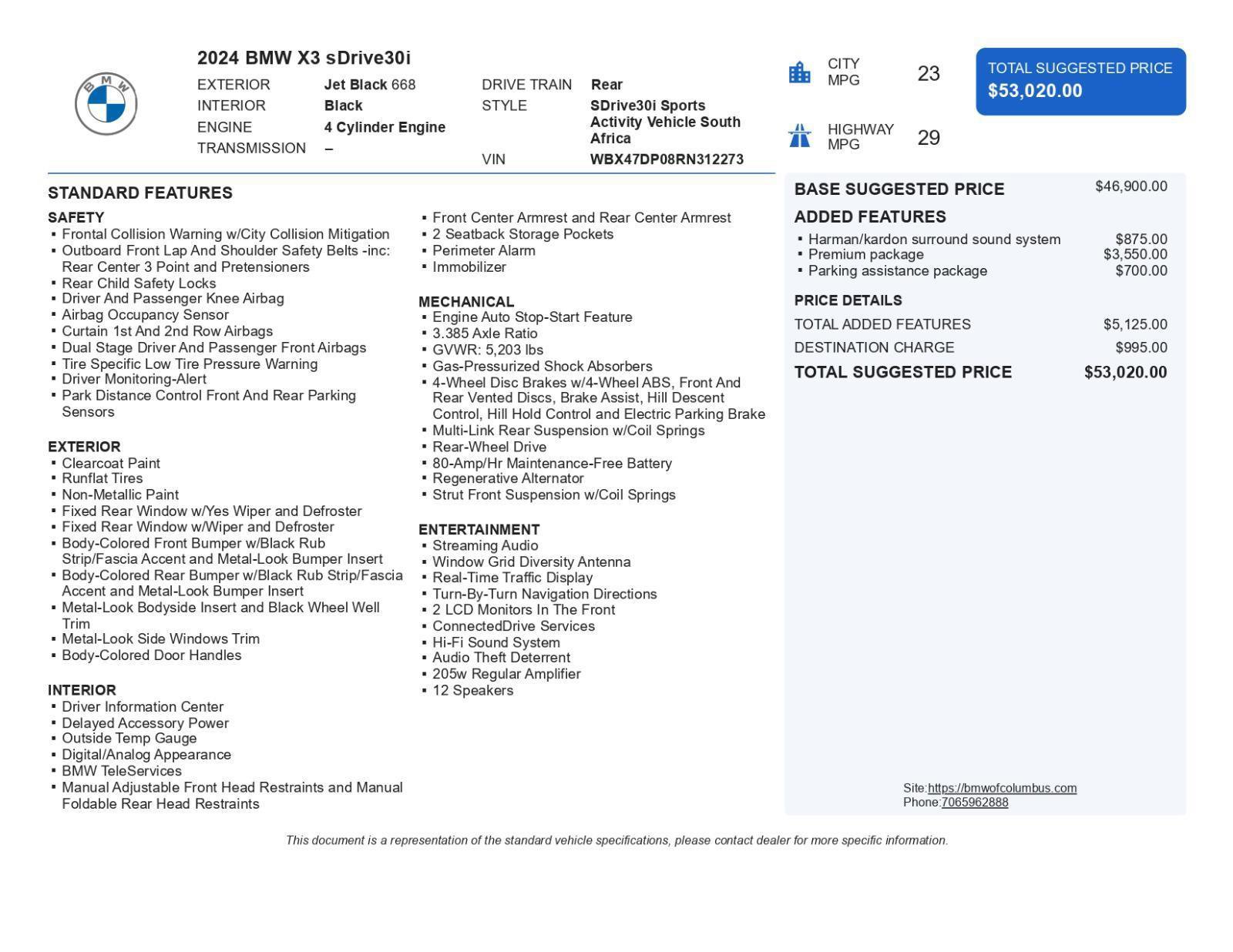 Used 2024 BMW X3 sDrive30i w/ Premium Package w/ZPA image 48