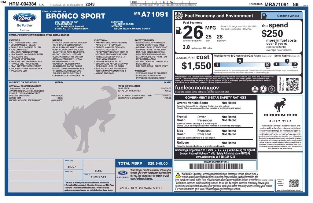 Used 2021 Ford Bronco Sport Big Bend AWD/4WD image 2