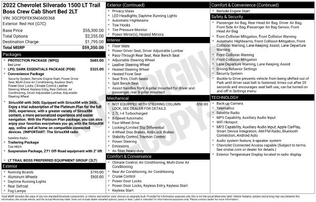 Used 2022 Chevrolet Silverado 1500 LT Trail Boss w/ Protection Package AWD/4WD image 26