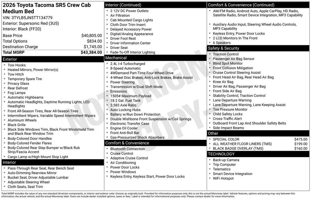 New 2026 Toyota Tacoma SR5 AWD/4WD image 7