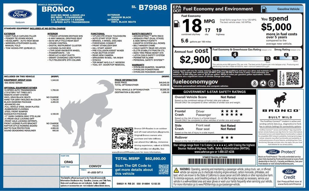 New 2025 Ford Bronco Big Bend w/ Matte Film Protection Package image 2