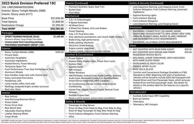 Certified 2023 Buick Envision Preferred w/ Sport Touring Package image 42