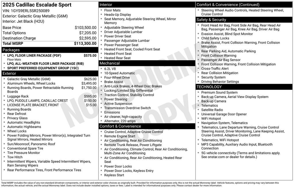 Certified 2025 Cadillac Escalade Sport w/ LPO, Floor Liner Package AWD/4WD image 46