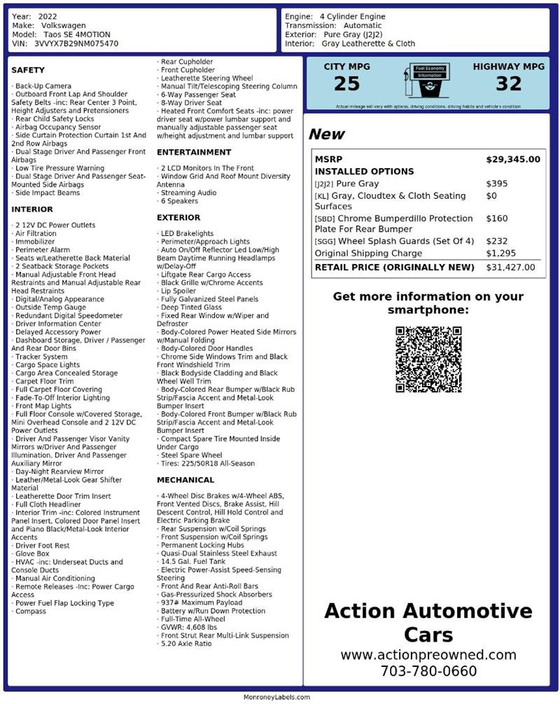 Used 2022 Volkswagen Taos SE AWD/4WD image 2