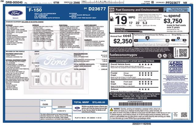 Certified 2023 Ford F150 Lariat w/ Equipment Group 502A High image 14