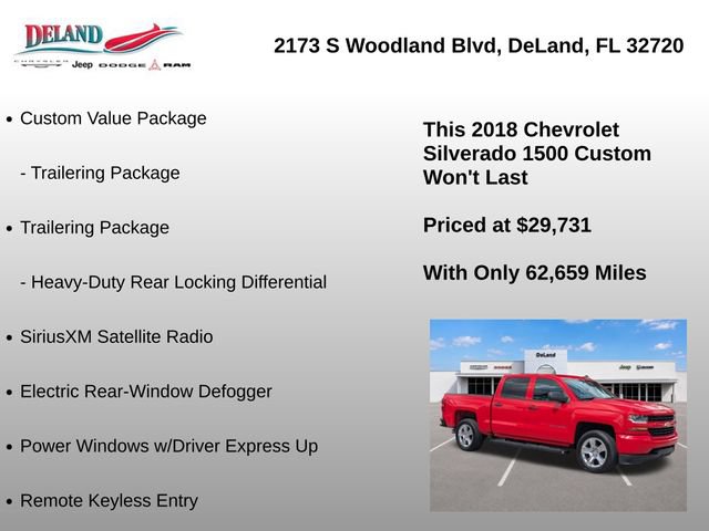 Used 2018 Chevrolet Silverado 1500 Custom w/ Custom Value Package AWD/4WD image 30