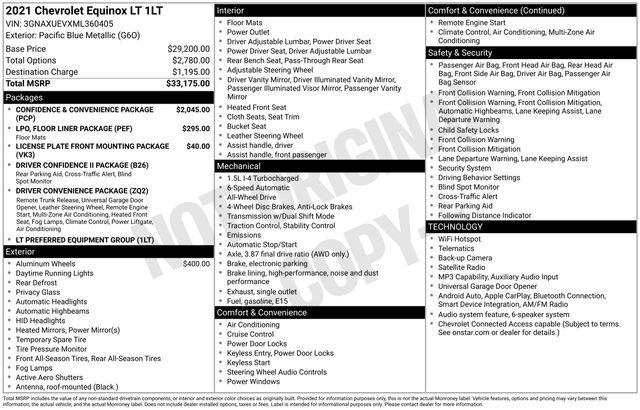 Used 2021 Chevrolet Equinox LT AWD/4WD image 26
