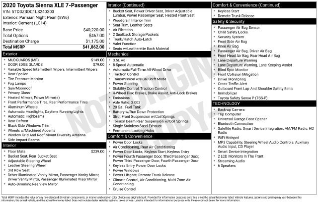 Used 2020 Toyota Sienna XLE AWD/4WD image 10