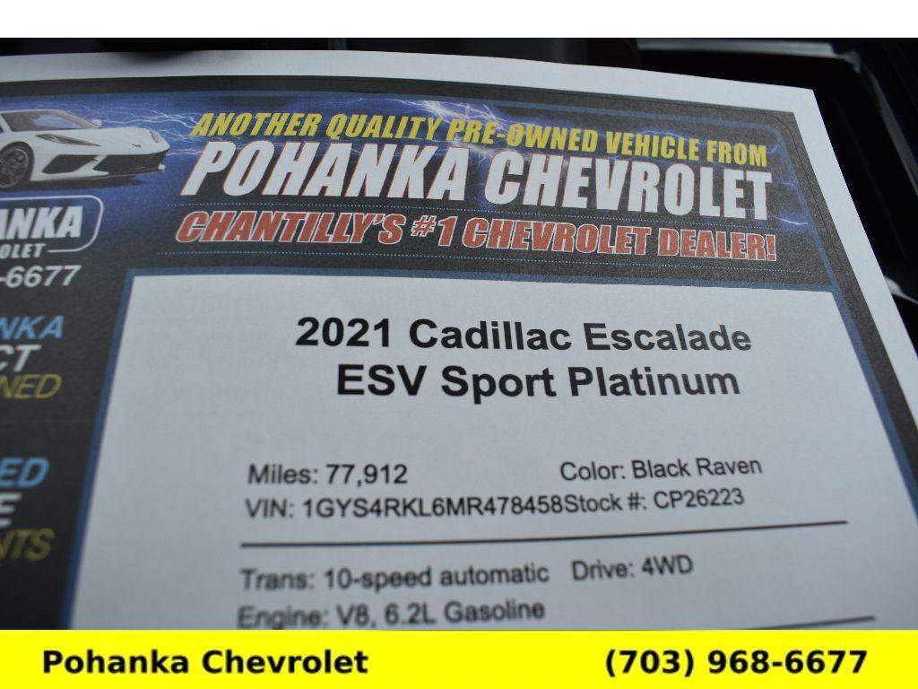 Used 2021 Cadillac Escalade ESV Sport Platinum w/ LPO, ONYX Package AWD/4WD image 44