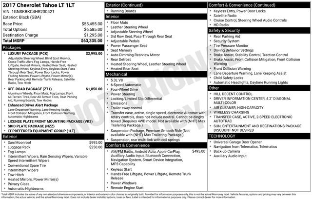 Used 2017 Chevrolet Tahoe LT w/ Luxury Package AWD/4WD image 1