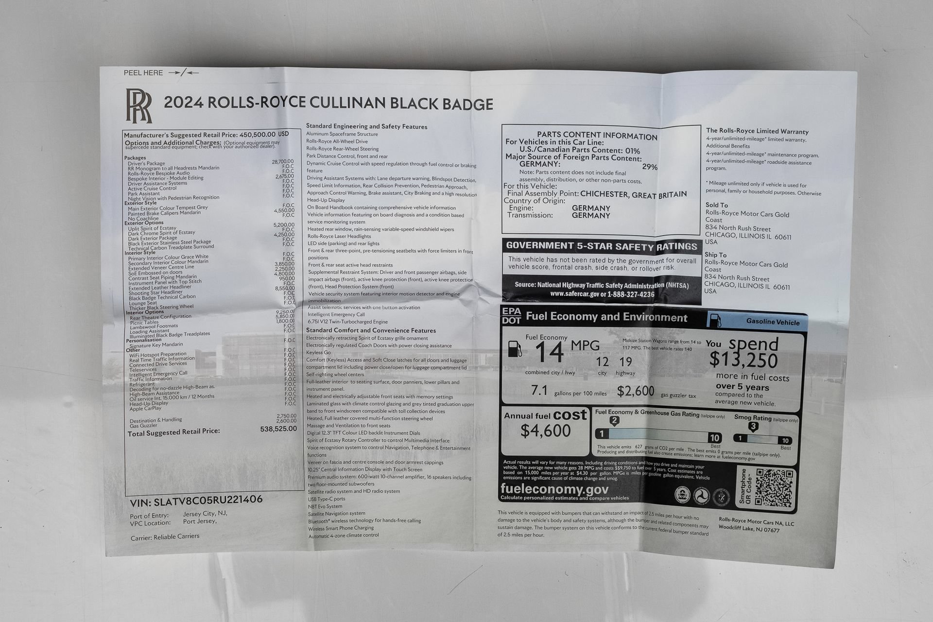 Used 2024 Rolls-Royce Cullinan Black Badge w/ Driver's Package AWD/4WD image 89
