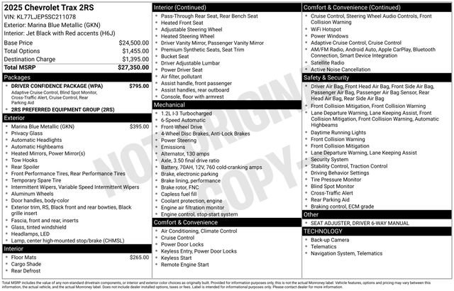 Used 2025 Chevrolet Trax RS w/ Driver Confidence Package FWD image 17