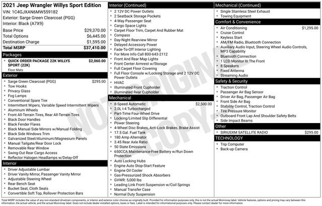 Used 2021 Jeep Wrangler Sport image 7