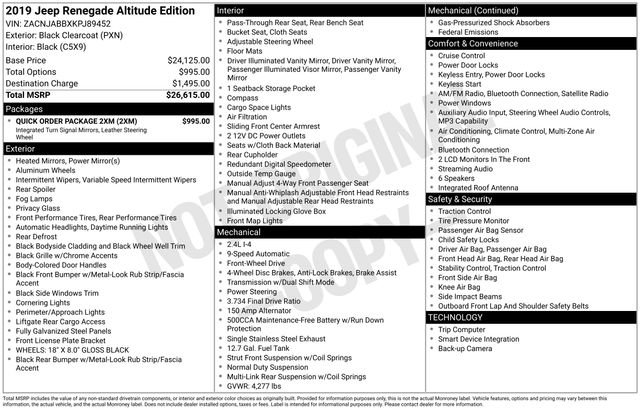 Used 2019 Jeep Renegade Altitude w/ Quick Order Package 2XM image 7