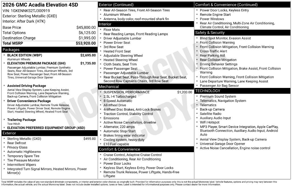 New 2026 GMC Acadia Elevation w/ Black Edition AWD/4WD image 28